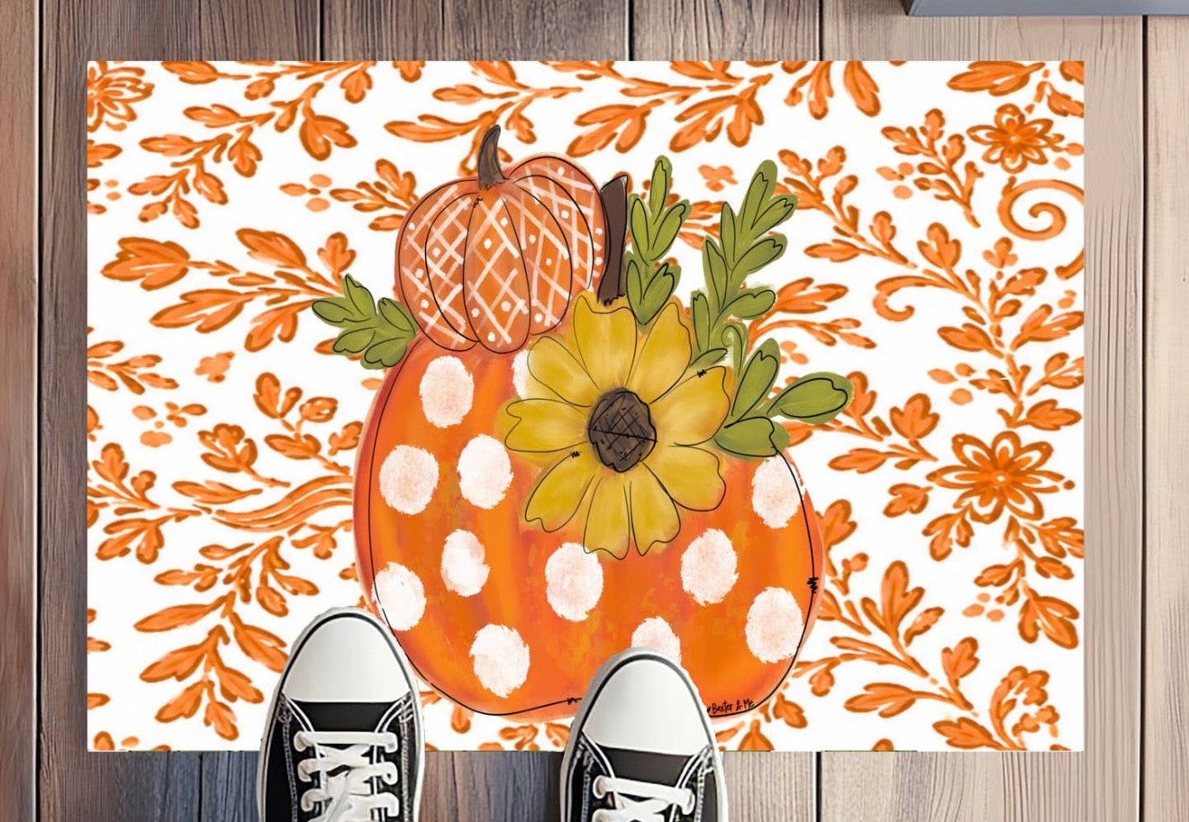 Baxter & Me Orange Chinoiserie Harvest Pumpkin Rug Floormat