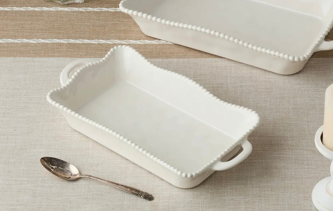 Certified Perlette Cream Medium Rectangular Baker 14”x8.75”