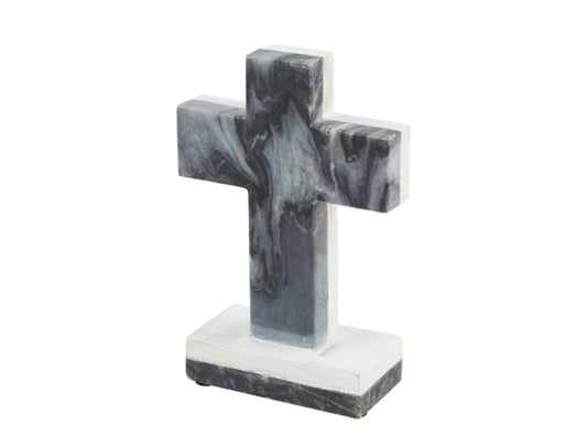Mud Pie Gray Marble Wood Cross
