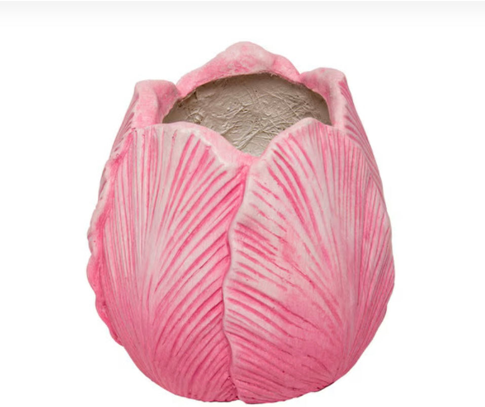 Round Top Pink Single Tulip Planter