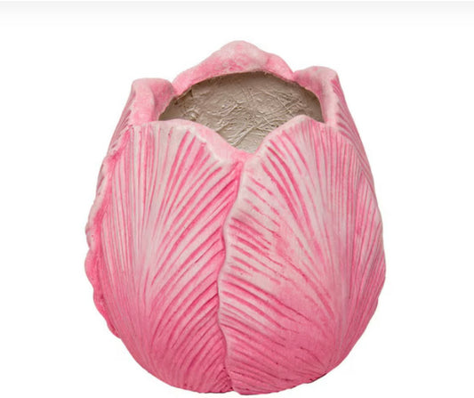 Round Top Pink Single Tulip Planter