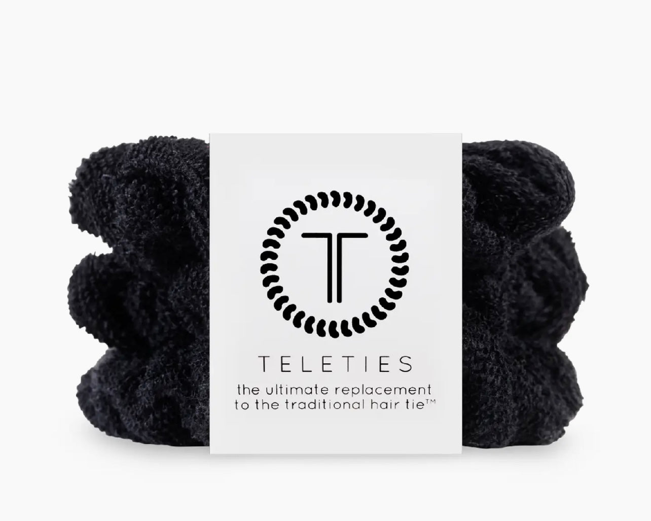 Teleties Terry Cloth Hair Scrunchie | Large | Jet Black
