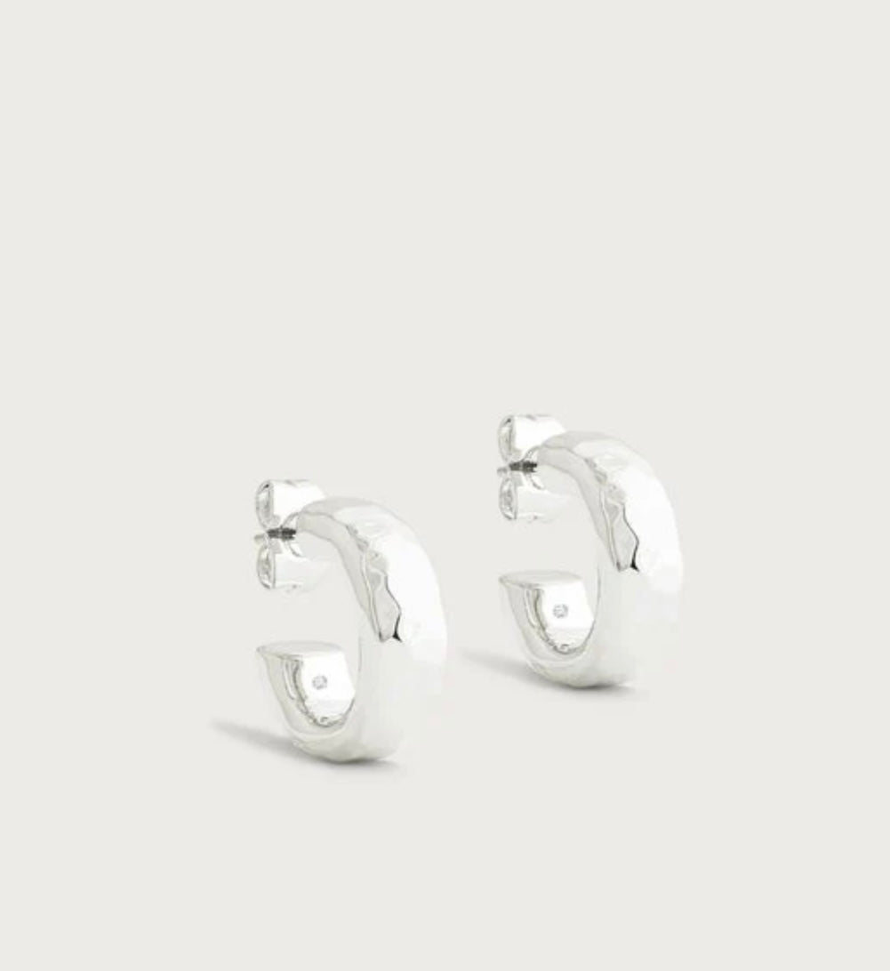 Anabel Aram - Farrier Huggie Hoop Earrings Silver