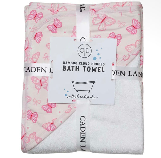 Caden Lane Bamboo Hooded Towel Blooming Butterflies