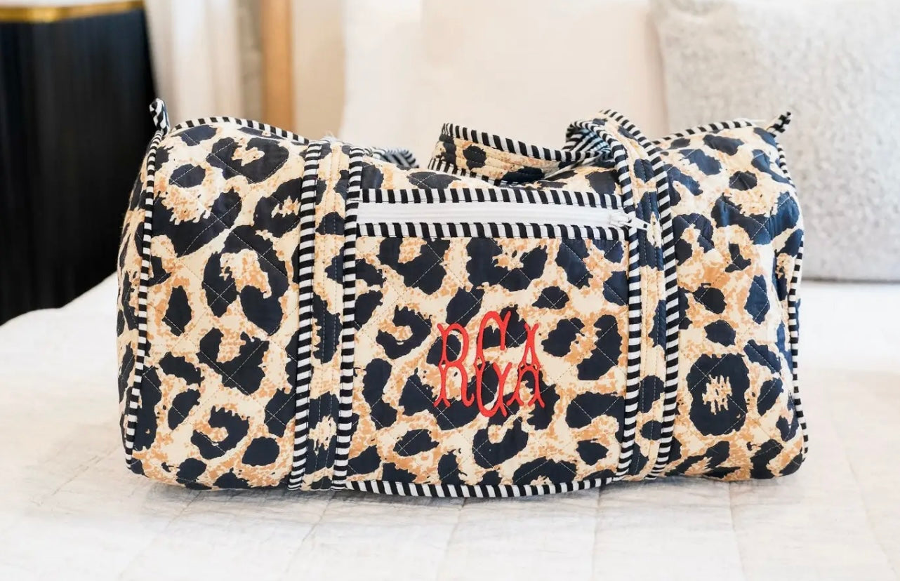 Quilted Block - Print - Leopard Collection - Duffle Bag, Black Leopard