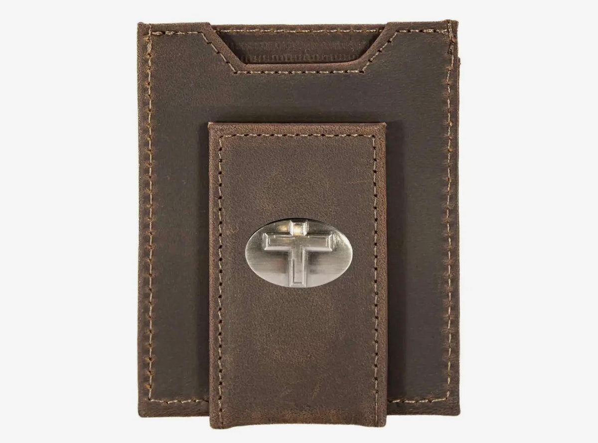 Zep Pro Christian Cross Magnetic Leather Slim Wallet