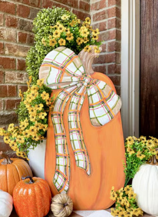 Round Top Modern Plaid Pumpkin Large