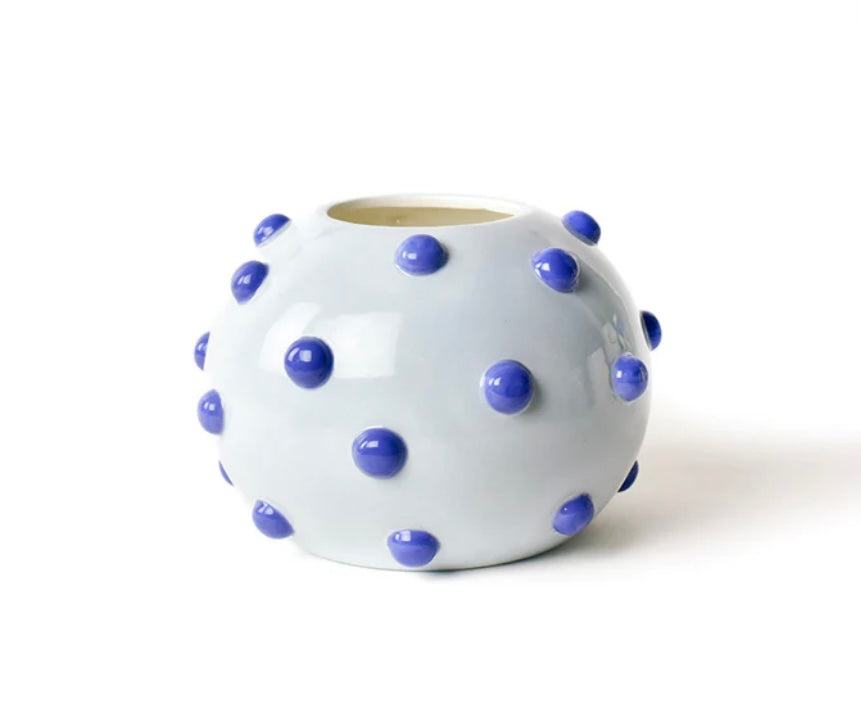 Cotton Colors Iris Blue Medium Round Vase with Knob Handles