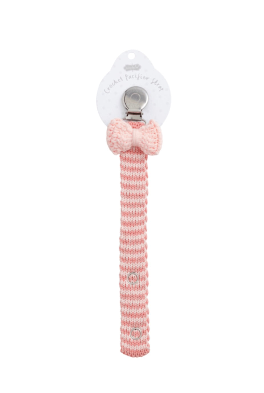 Mud Pie Light Pink Bow Crochet Paci Clip