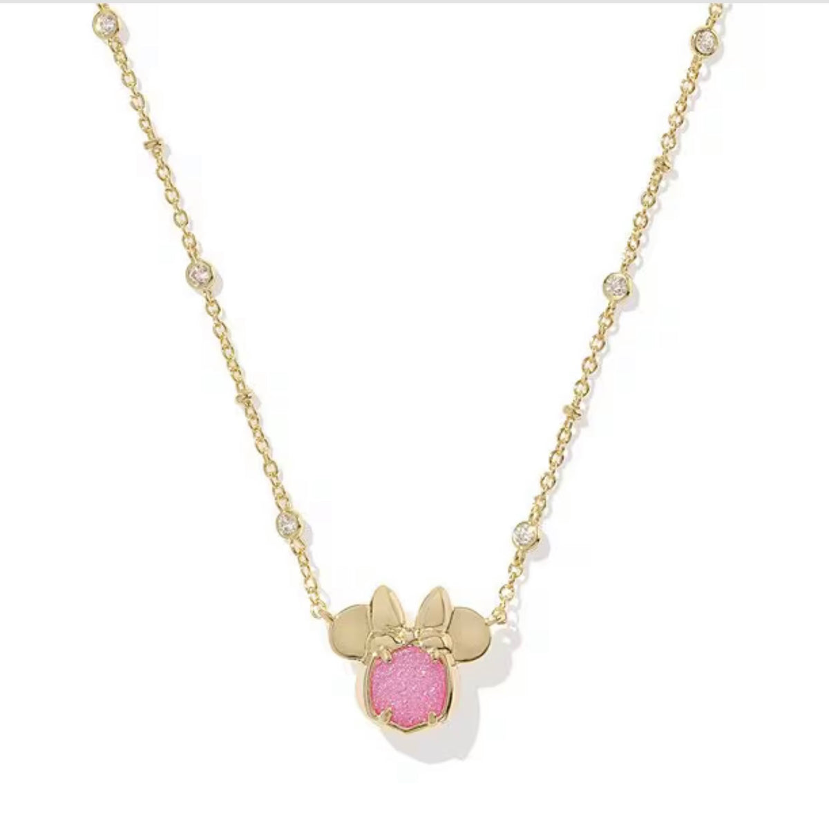 Kendra Scott Minnie Mouse Pendant Necklace Gold Hot Pink Drusy