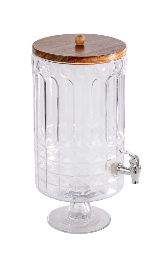 8qt Glass Footed Beverage Dispenser w Spout & Lid