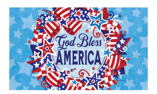 Custom Decor God Bless Wreath Mat