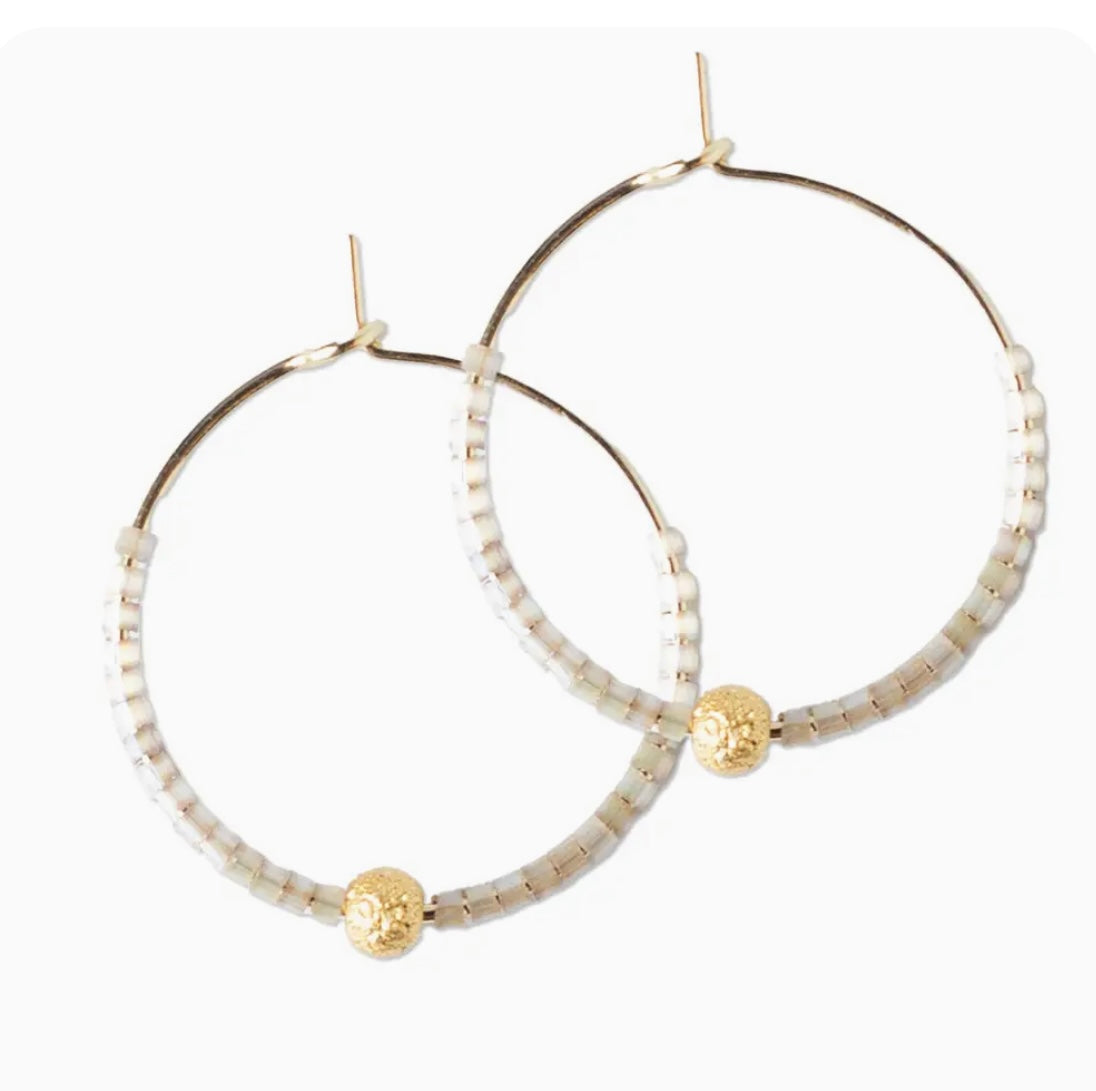 Lenny & Eva Sprinkles Hoop Earrings - Smoky Quartz/Gold
