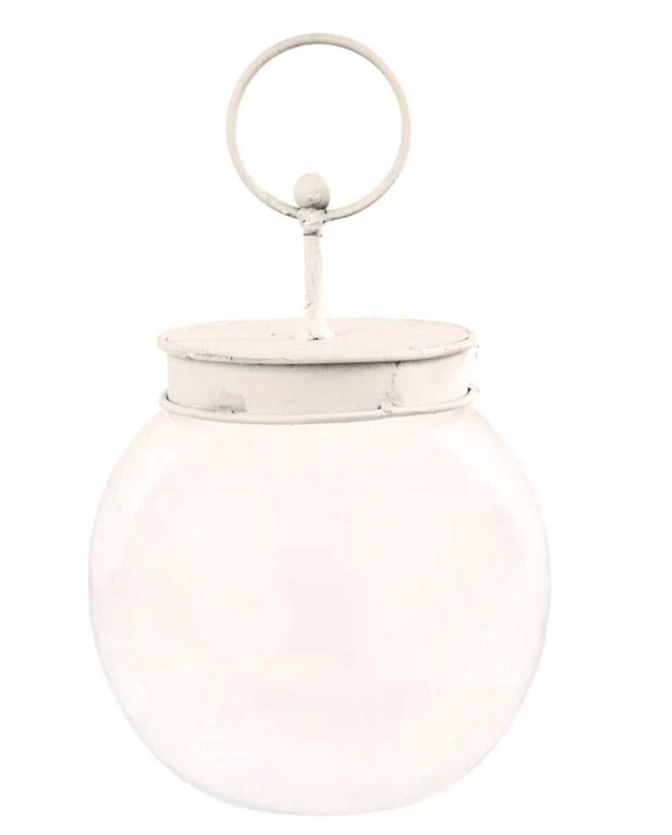Round Top Bubble Jar with White Lid