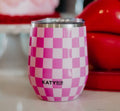Pink Checker Insulated Wine Tumbler
