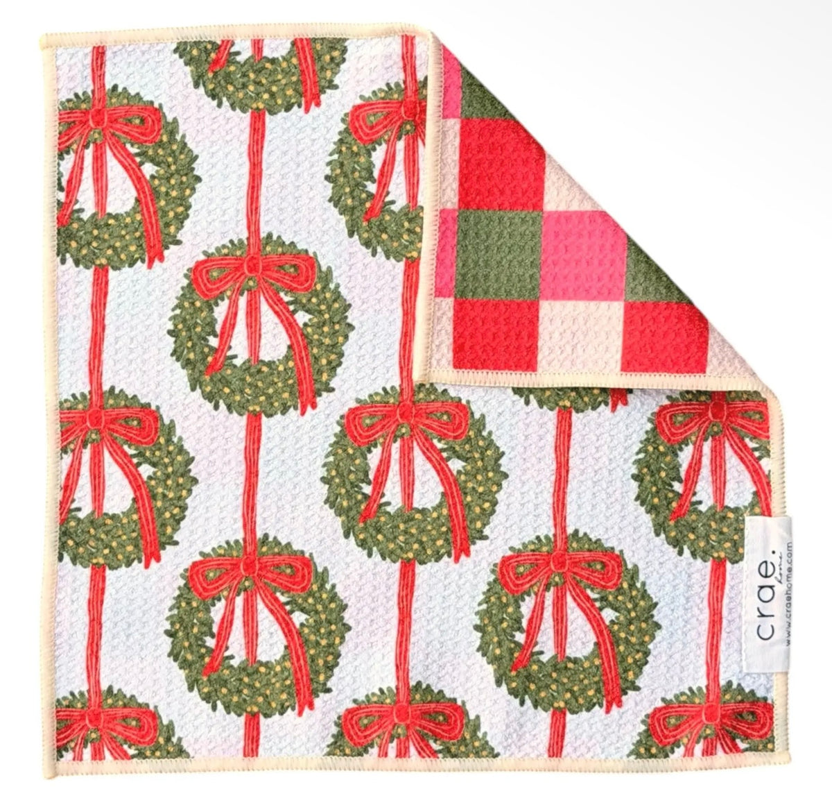 Crae Wrapped in Wreaths: Reversible Washcloth