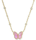 Kendra Scott Cailey Butterfly Pendant Necklace: Gold Pink Iridescent