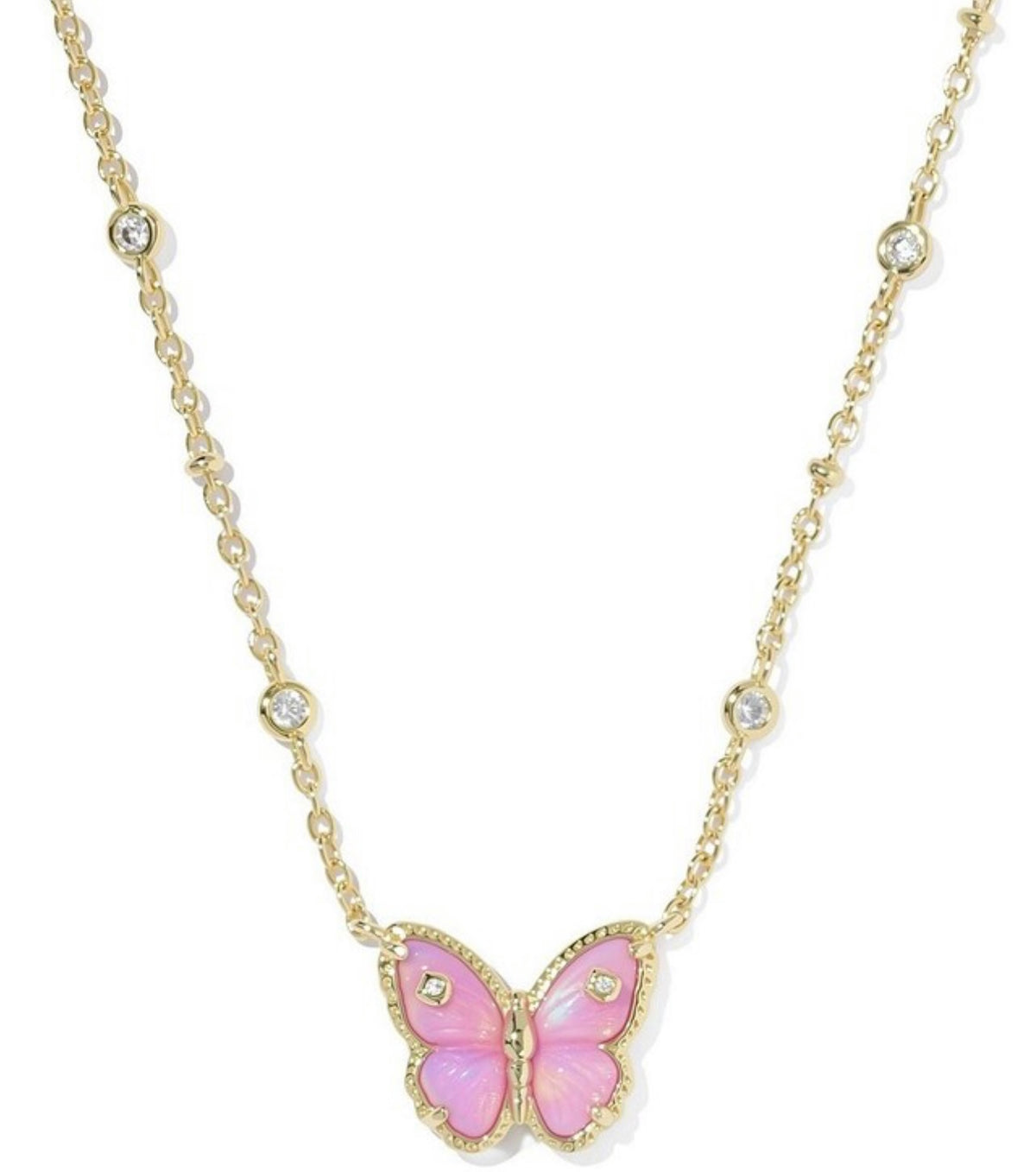 Kendra Scott Cailey Butterfly Pendant Necklace: Gold Pink Iridescent