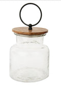 Round Top Glass Jar with Natural Wood Lid