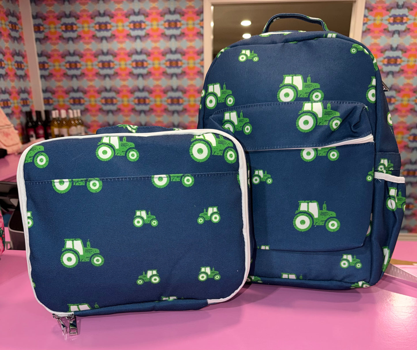 Sugar Bee Tractors on Navy Standard Backpack