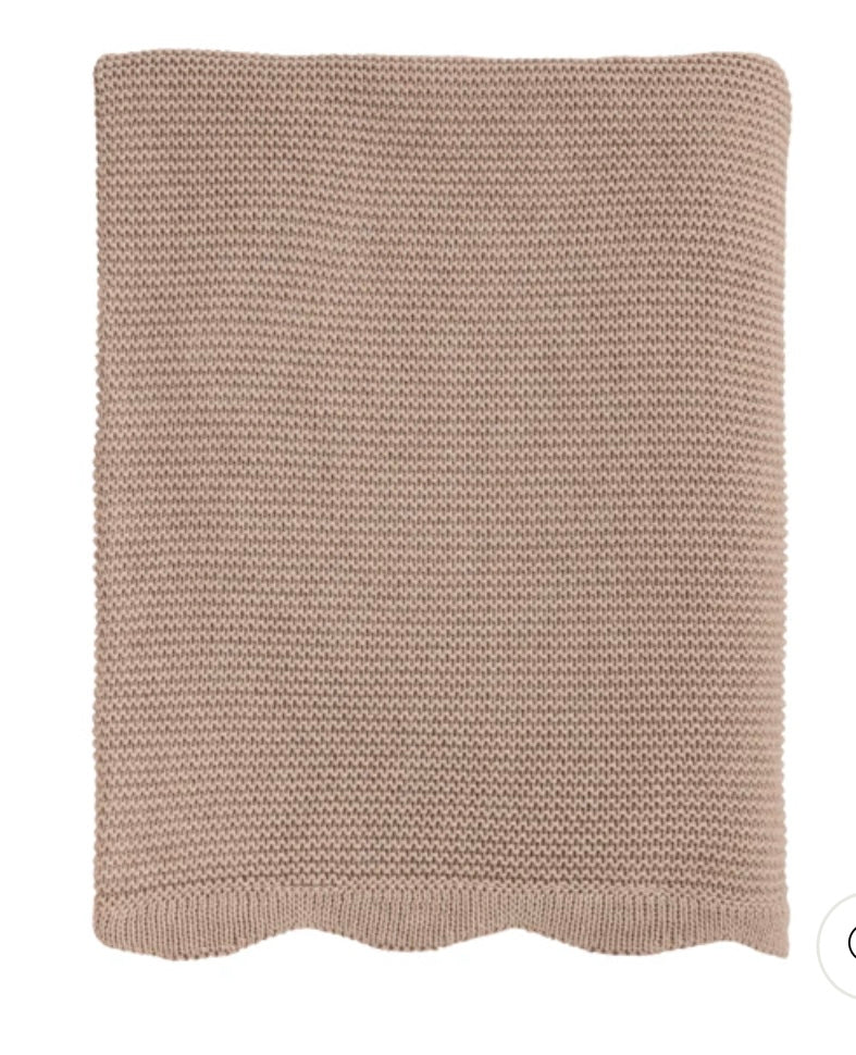 Mud Pie Taupe Scalloped Throw Blanket