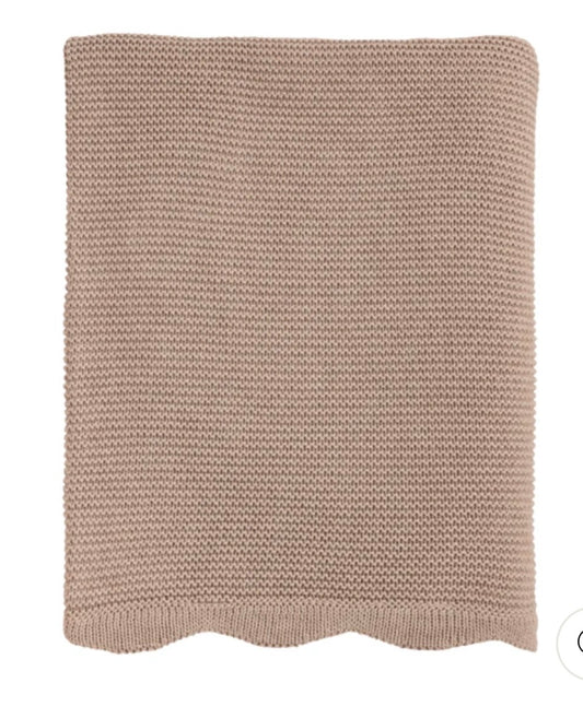 Mud Pie Taupe Scalloped Throw Blanket