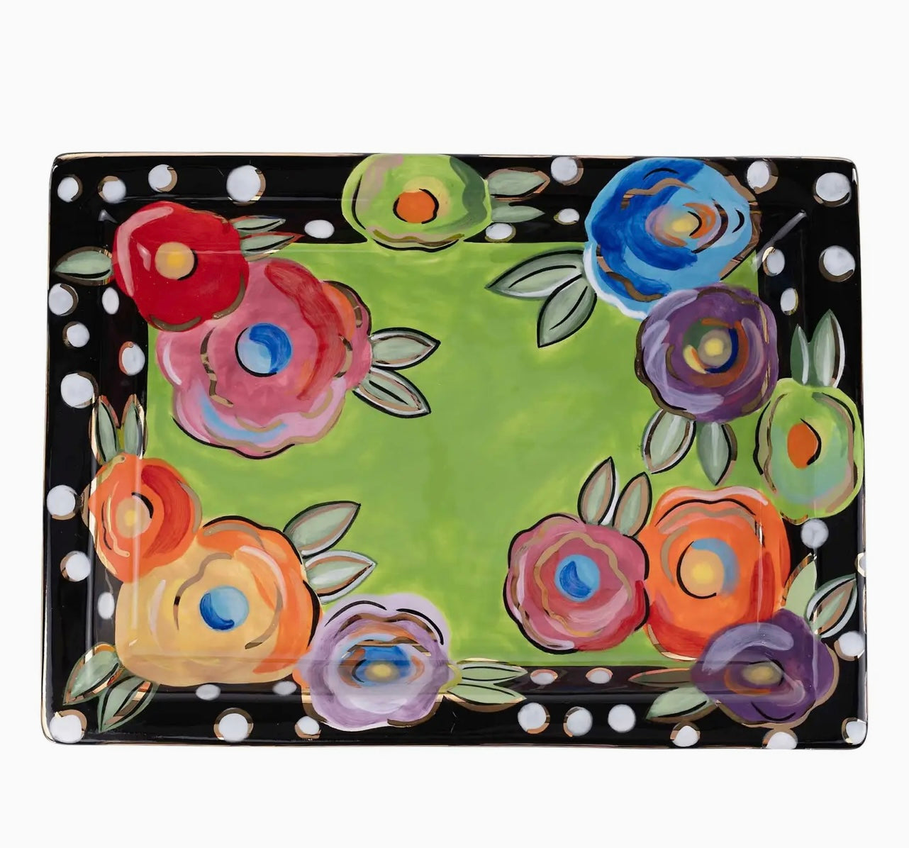Glory Haus Polka Dot Flower Rectangular Tray