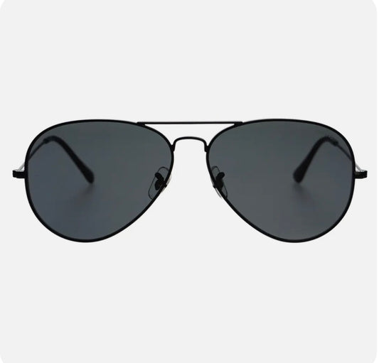 Freyers Eyewear Morgan Large Unisex Aviator Sunglasses - Black
