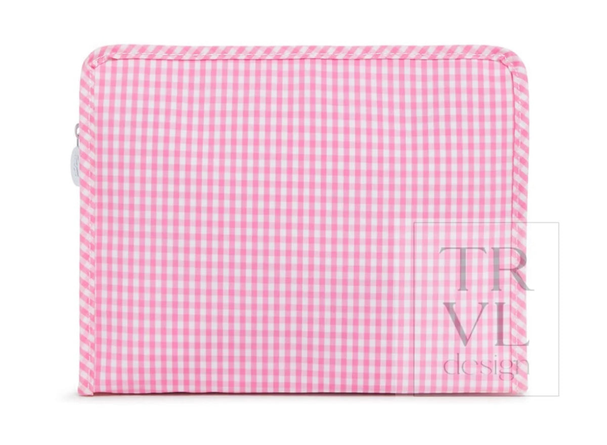 TRVL Design Roadie Large Zip Pouch - Gingham Pink