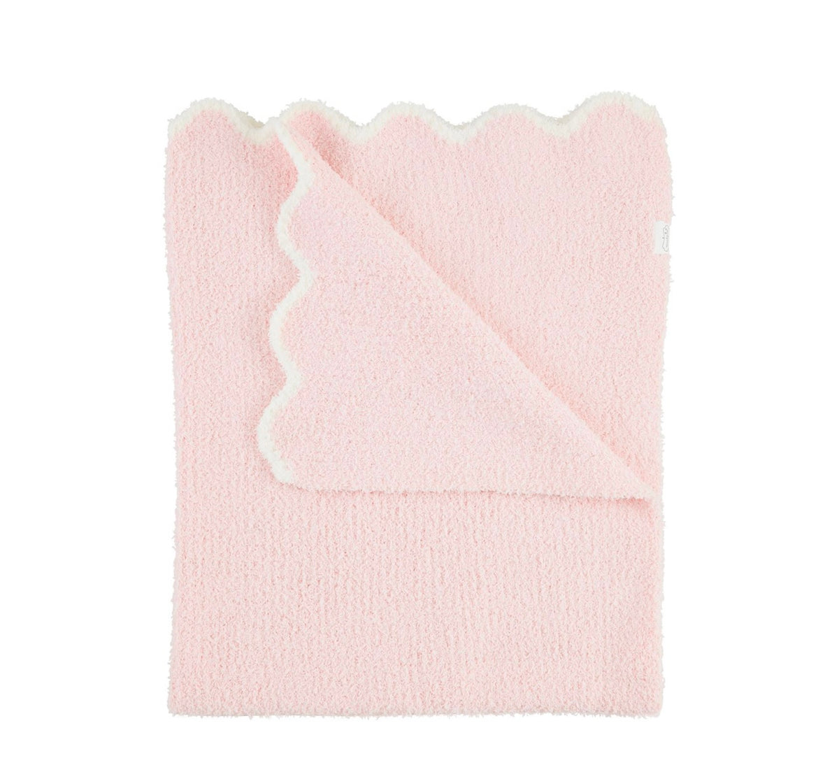 Mud Pie Pink Scallop Chenille Blanket
