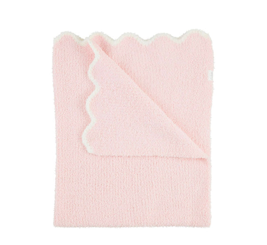 Mud Pie Pink Scallop Chenille Blanket