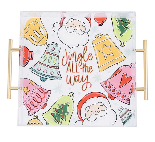 Jingle All the Way Santa Acrylic Tray