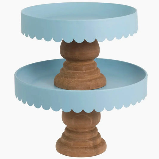 Blue Sky Scallop Decor Metal & Wood Stand - Small