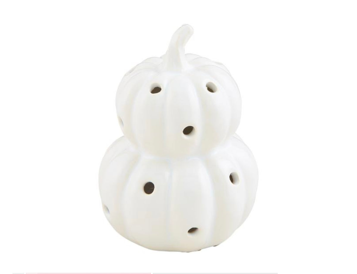 Mud Pie White Pumpkin Light Up Sitter