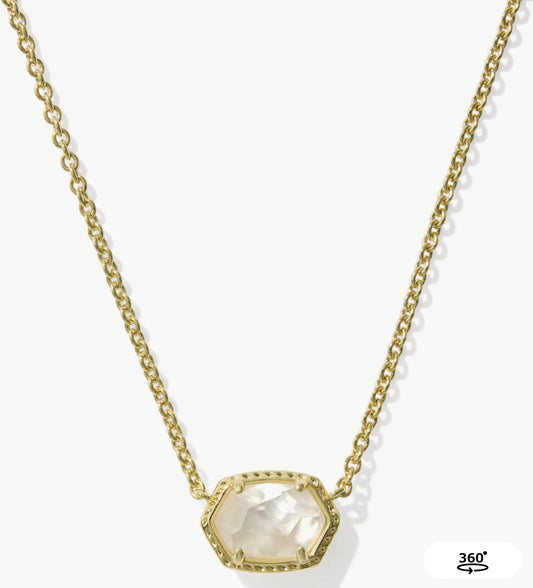 Kendra Scott Daphne Frame Pendant Necklace: Gold Ivory