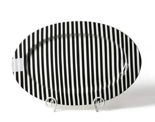 Happy Everything Black Stripe Oval Entertaining Platter