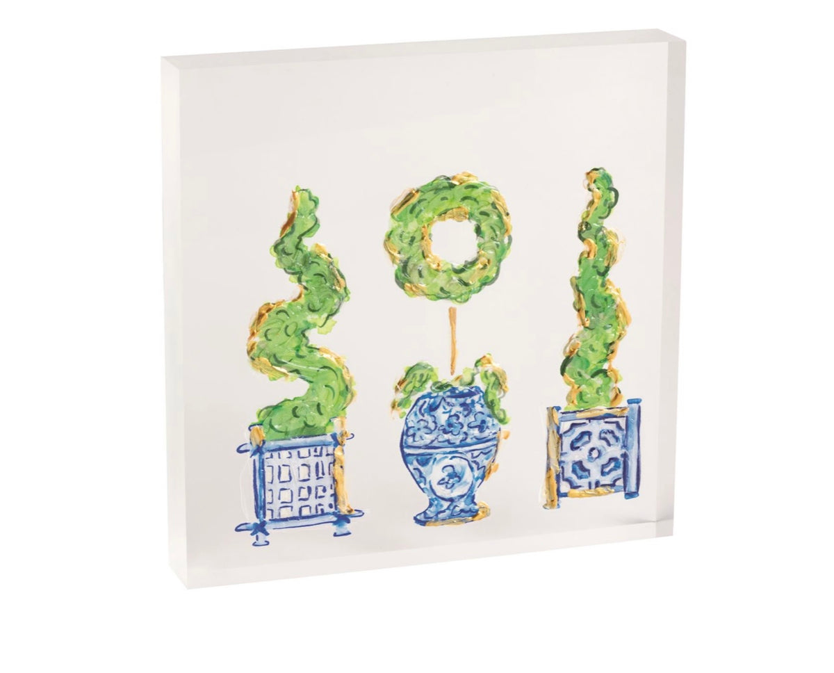 Mud Pie Three Topiary Acrylic Plaque