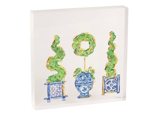 Mud Pie Three Topiary Acrylic Plaque