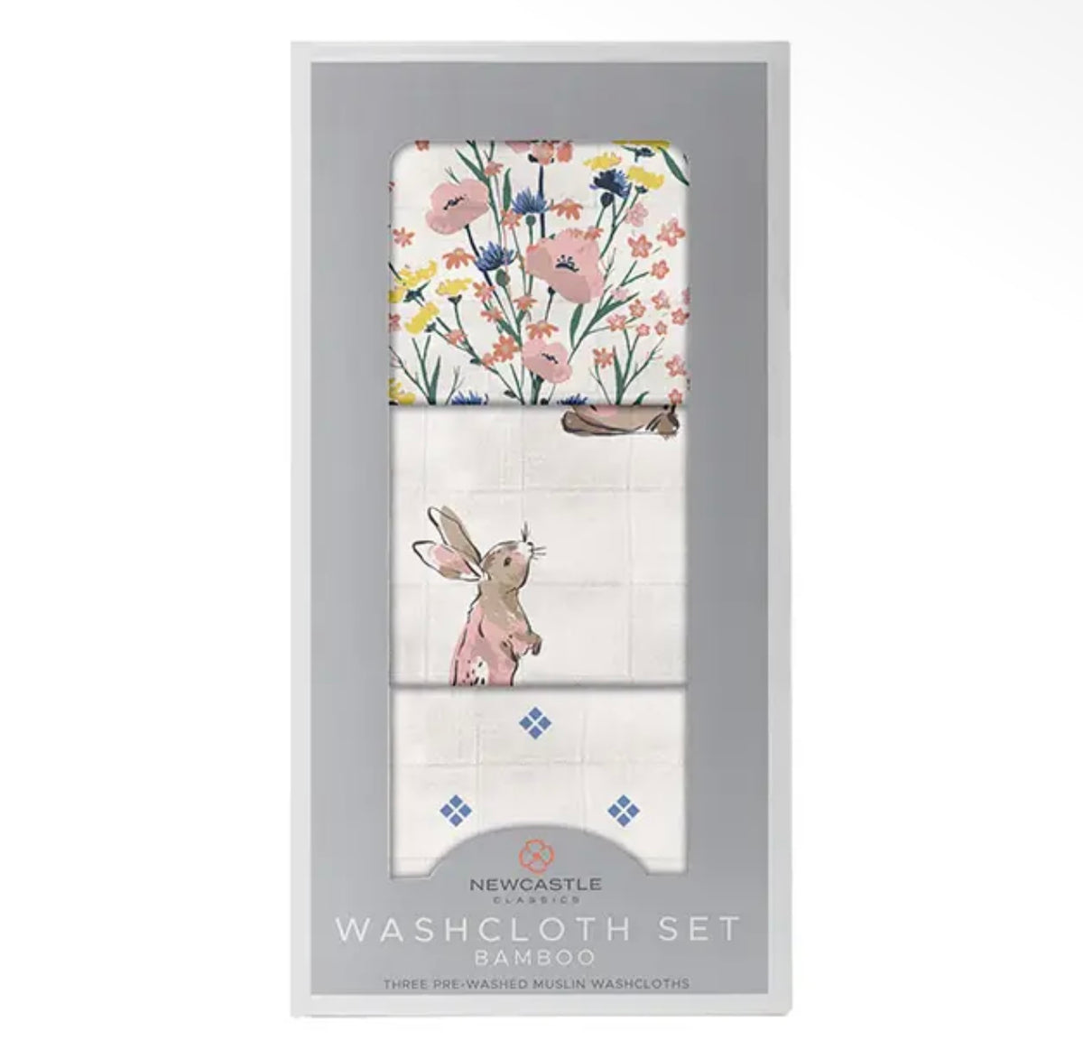 New Castle Classics Wildflowers Bamboo Washcloth Set 3 Pack