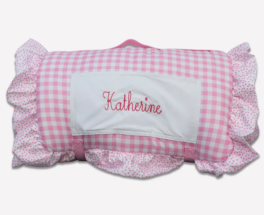 Sugar Bee Nap Mat - Ruffle Pink Gingham