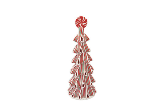 13”H Clay Candy Tree w Glitter, Red White & Green