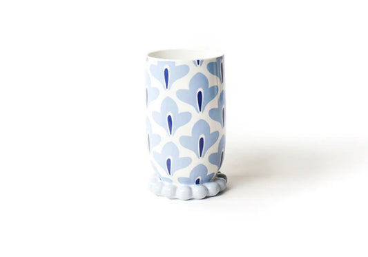 Cotton Colors Iris Blue Medium Cylinder Vase with Knobbed Foot
