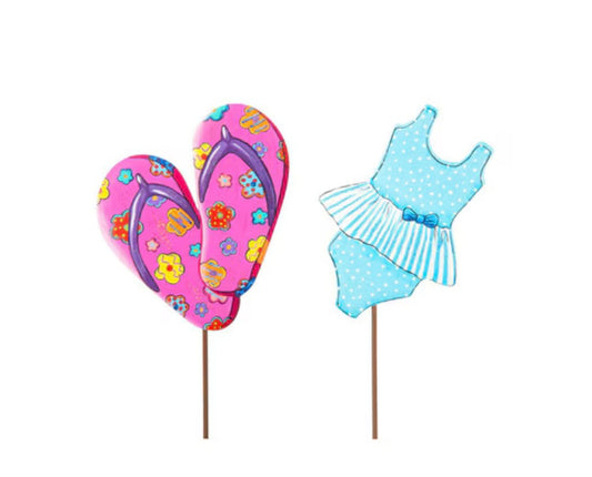 Round Top Poolside Flipflops & Suit (Set of 2)