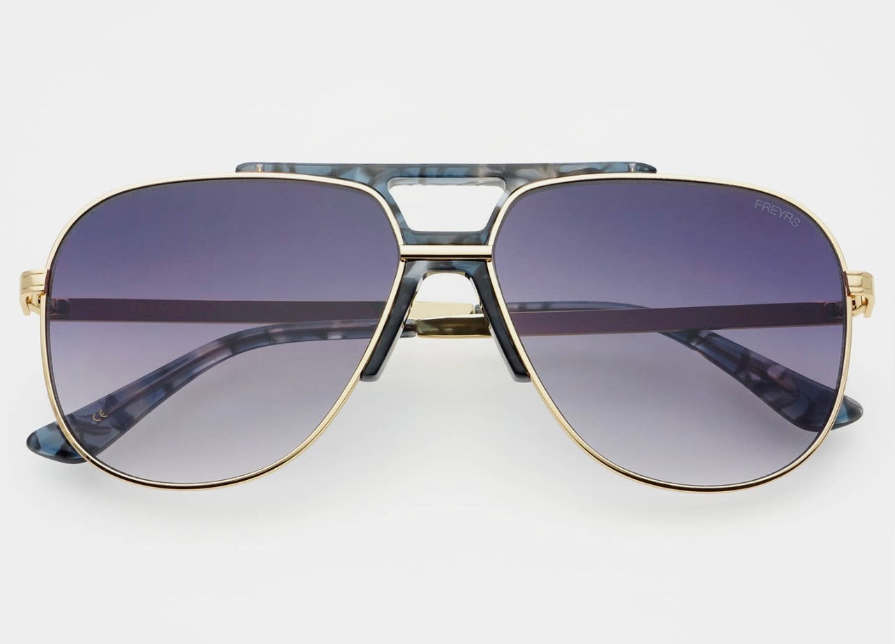 Freyers Logan Acetate Aviator Unisex sunglasses - Light Gold/Gray