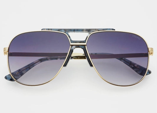 Freyers Logan Acetate Aviator Unisex sunglasses - Light Gold/Gray