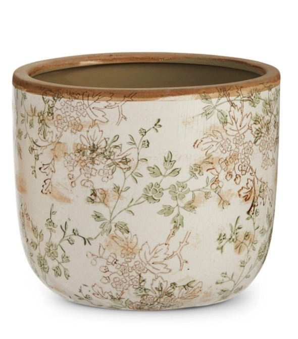 RAZ Taupe Floral Cache Pots - Large
