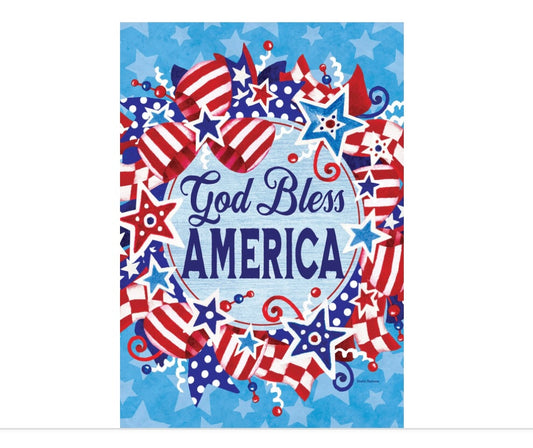 Custom Decor God Bless Wreath Large Flag