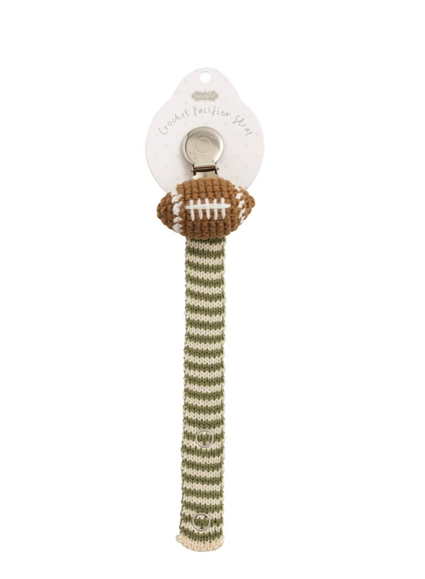Mud Pie Football Crochet Paci Clip