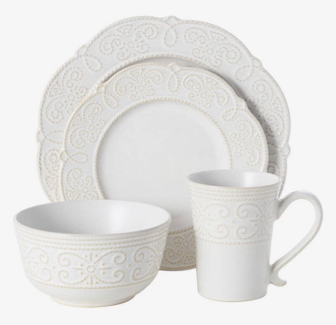 Fitz and Floyd Pfaltzgraff Abby White 16pc Set