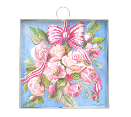 Round Top Pink Roses & Ribbons